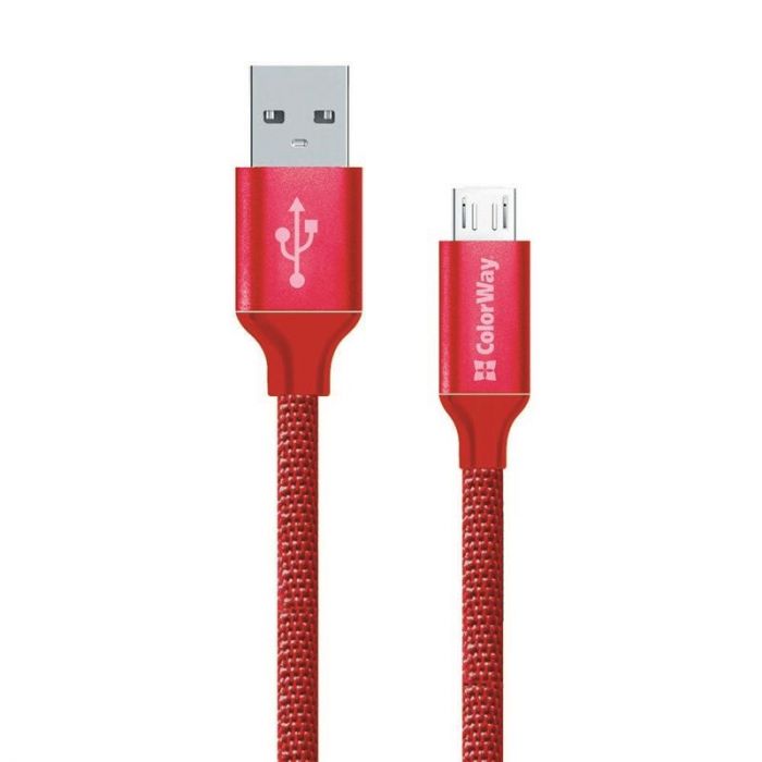 Кабель ColorWay USB-MicroUSB, 2.4А, 2м Red (CW-CBUM009-RD)