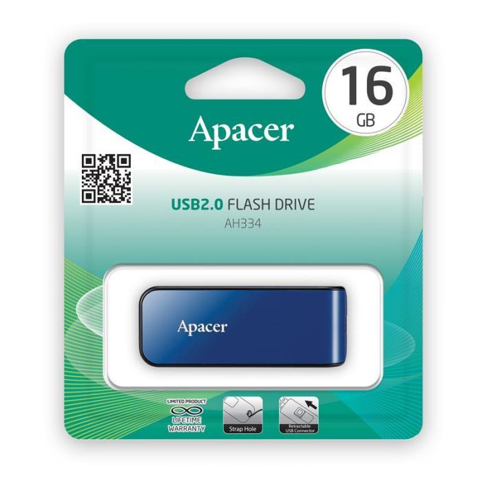 Флеш-накопичувач USB 16GB Apacer AH334 Blue (AP16GAH334U-1)