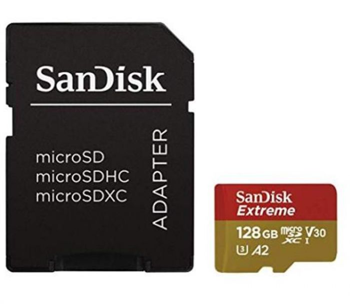 Карта пам`ятi MicroSDXC 128GB UHS-I Class 10 SanDisk Extreme A2 R160/W90MB/s + SD-adapter (SDSQXA1-128G-GN6AA)