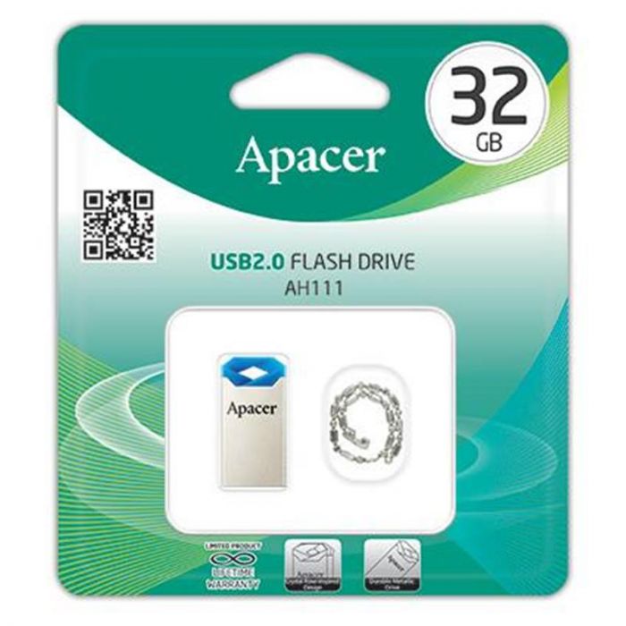 Флеш-накопичувач USB 32GB Apacer AH111 Silver/Blue (AP32GAH111U-1)