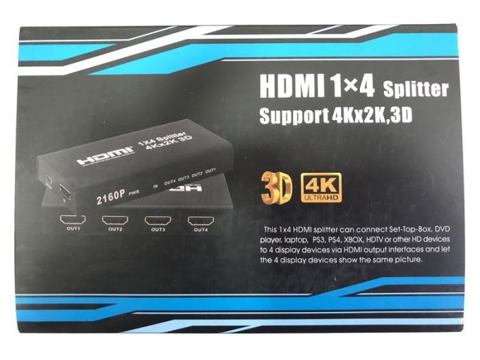 Розгалужувач (спліттер) Atcom (15190) HDMI 4 порту, підтримка UHD 4K