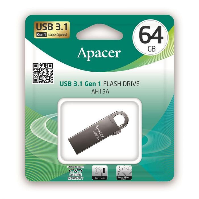 Флеш-накопичувач USB3.1 64GB Apacer AH15A Black (AP64GAH15AA-1)