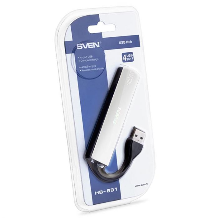 Концентратор USB2.0 Sven HB-891 сріблястий, 4xUSB2.0