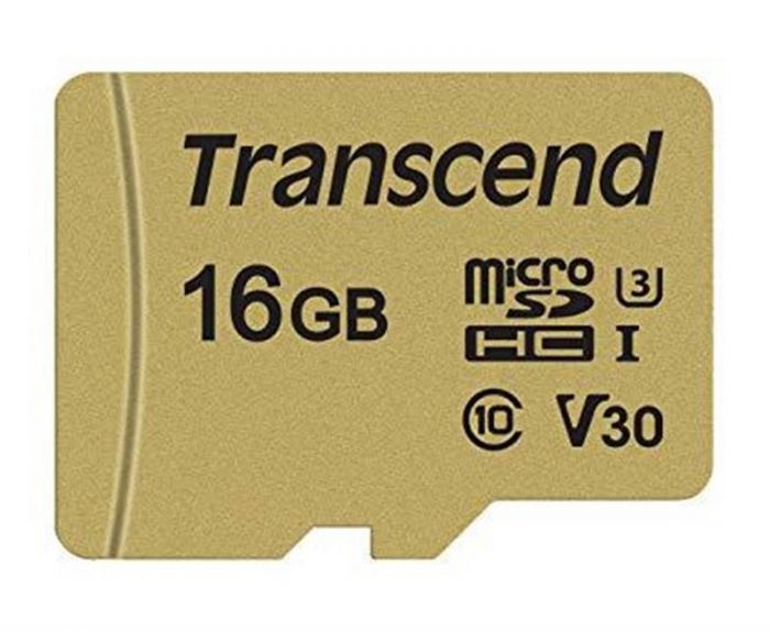 Карта пам`ятi MicroSDHC 16GB UHS-I/U3 Class 10 Transcend 500S + SD-adapter (TS16GUSD500S)