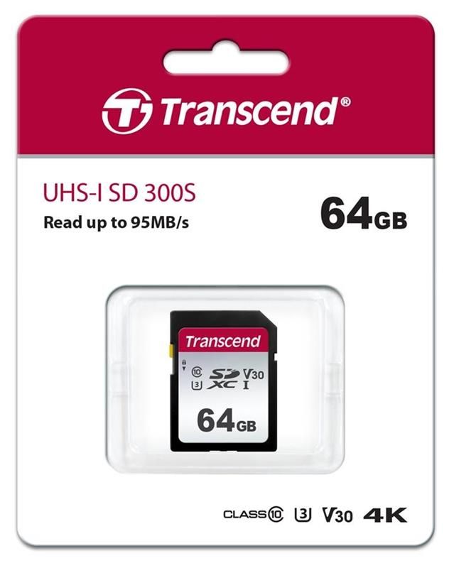 Карта пам`яті SDXC 64GB UHS-I/U3 Class 10 Transcend 300S (TS64GSDC300S)