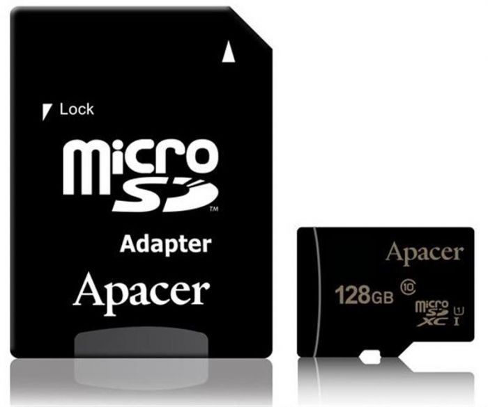 Карта пам`ятi MicroSDXC 128GB UHS-I Class 10 Apacer + SD adapter (AP128GMCSX10U1-R)