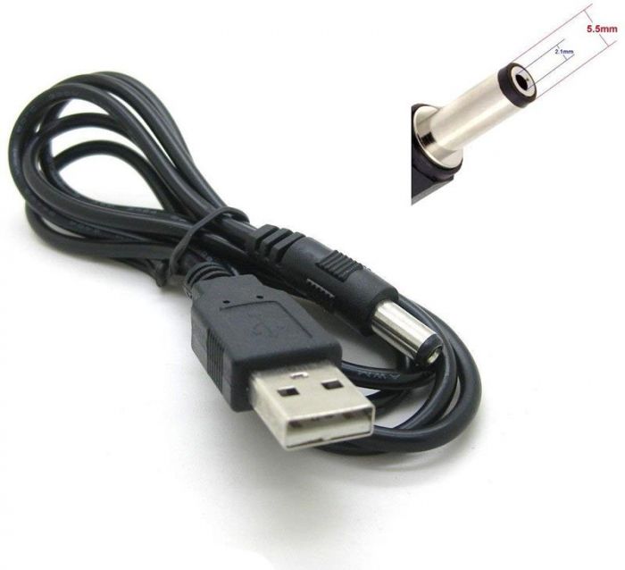 Кабель PowerPlant (CA911356) USB 2.0 AM - DC 5.5 , 1.5м, чорний