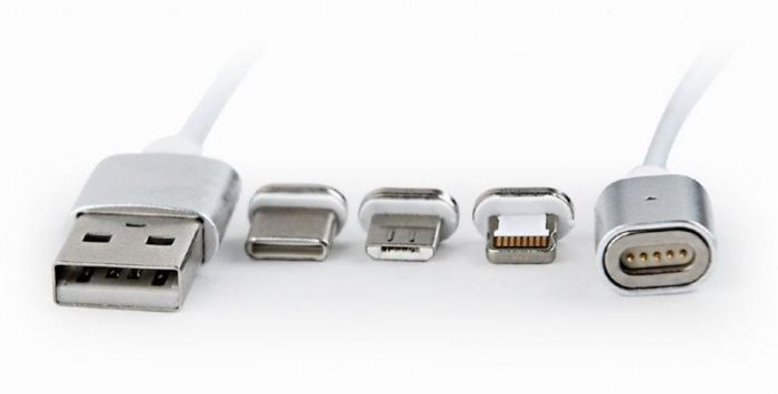 Кабель Cablexpert USB - Lightning + micro USB + USB Type-C (M/M), 1 м, сріблястий (CC-USB2-AMLM31-1M)