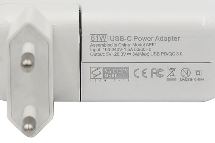 Блок живлення PowerPlant для ноутбуков Apple 220V, 20V 61W (USB Type-C) (AP61HCUSB)