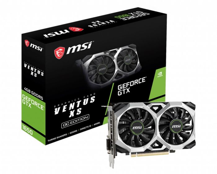 Відеокарта GF GTX 1650 4GB GDDR5 Ventus XS OC MSI (GeForce GTX 1650 Ventus XS 4G OC)