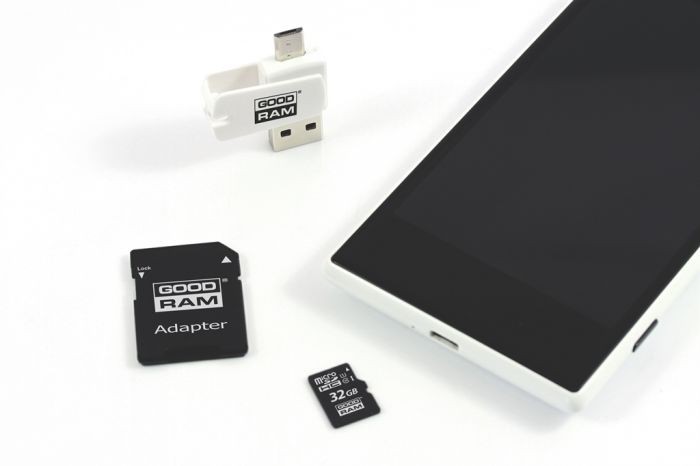 Карта пам`ятi MicroSDHC 32GB UHS-I Class 10 GOODRAM + SD-adapter + OTG Card reader (M1A4-0320R12)