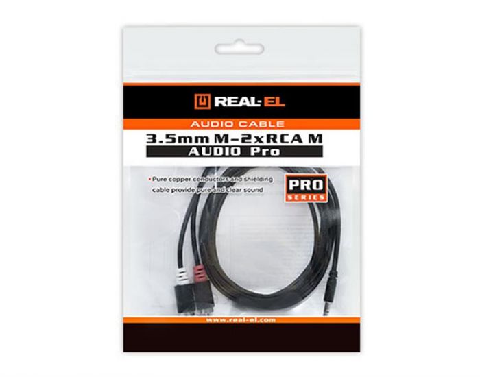 Аудіо-кабель REAL-EL Audio Pro (EL123500042) mini-jack 3.5мм(M)-2xRCA(M) 1,8м, чорний