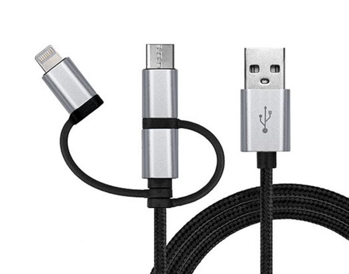 Кабель REAL-EL Premium USB2.0 AM-3in1 Lightning/microUSB/USB-C 1m, чорний
