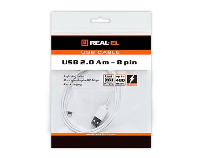 Кабель REAL-EL USB2.0 AM-Lightning 1m, білий