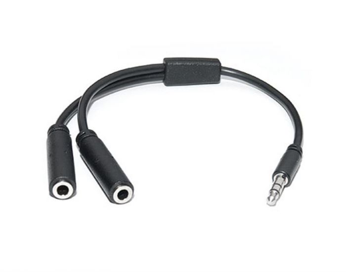 Аудіо-кабель REAL-EL Audio Pro (EL123500039) mini-jack 3.5мм(M)-2xmini-jack 3.5мм(F) 0,2м, чорний