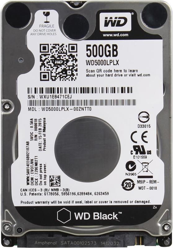 Накопичувач HDD 2.5" SATA 500GB WD Black 7200rpm 32MB (WD5000LPLX)