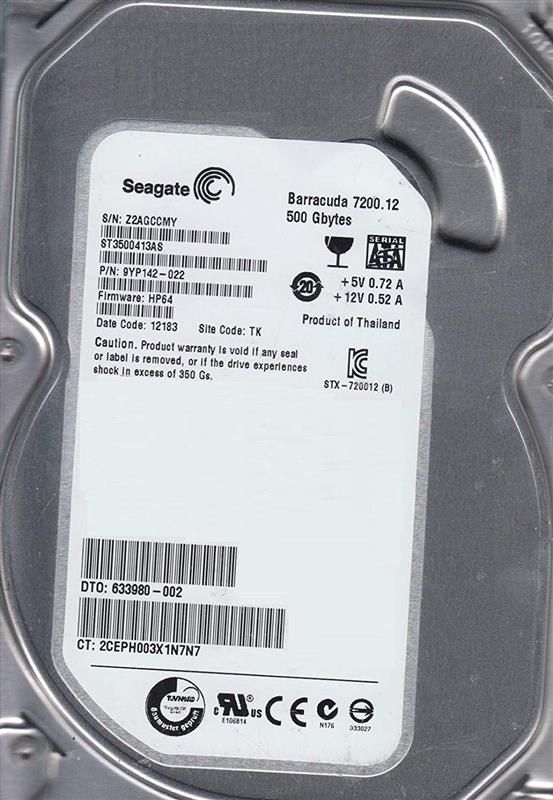 Накопичувач HDD SATA  500GB Seagate Barracuda 7200.12 7200rpm 16MB (ST3500413AS) Refurbished