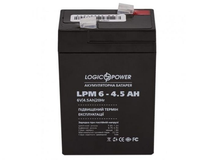 Акумуляторна батарея LogicPower LPM 6V 4.5AH (LPM 6 - 4.5 AH) AGM