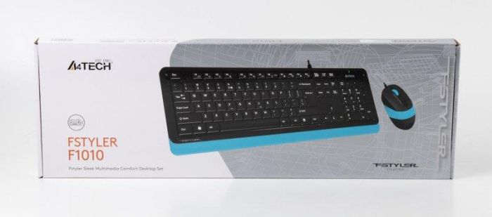Комплект (клавіатура, мишка) A4Tech F1010 Black/Blue USB