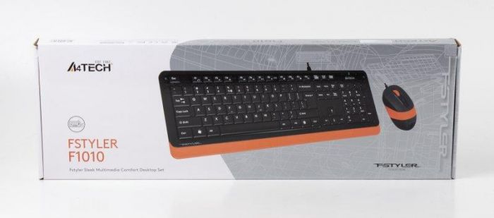 Комплект (клавіатура, миша) A4Tech F1010 Black/Orange USB