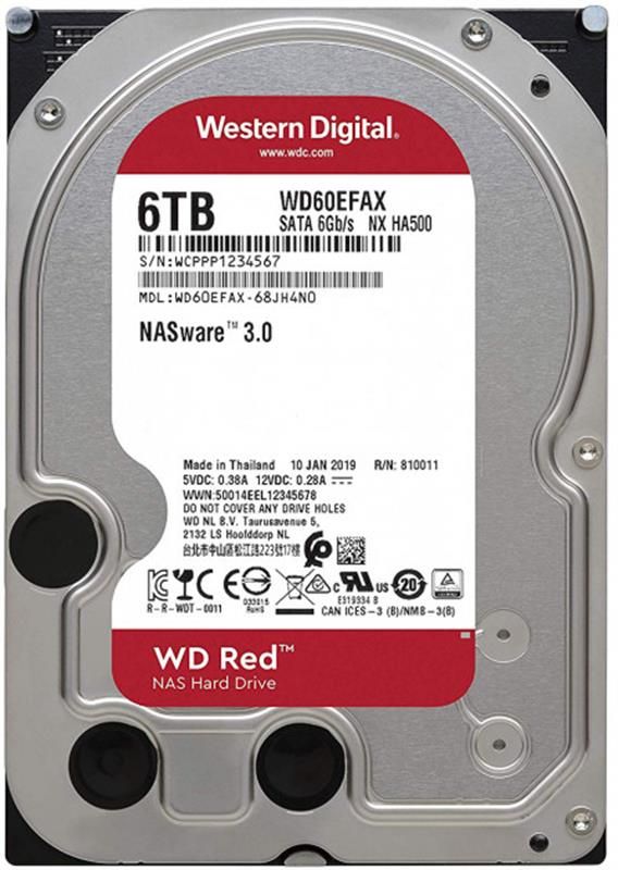 Накопичувач HDD SATA 6.0TB WD Red NAS 5400rpm 256MB (WD60EFAX)