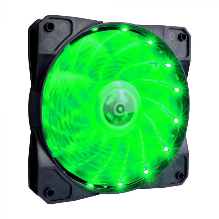 Вентилятор 1stPlayer A1-15LED Green bulk; 120х120х25мм, 4-pin