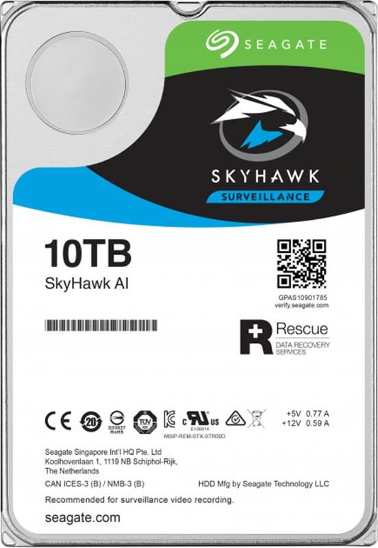 Накопичувач HDD SATA 10.0TB Seagate SkyHawk Al Surveillance 256MB (ST10000VE0008)