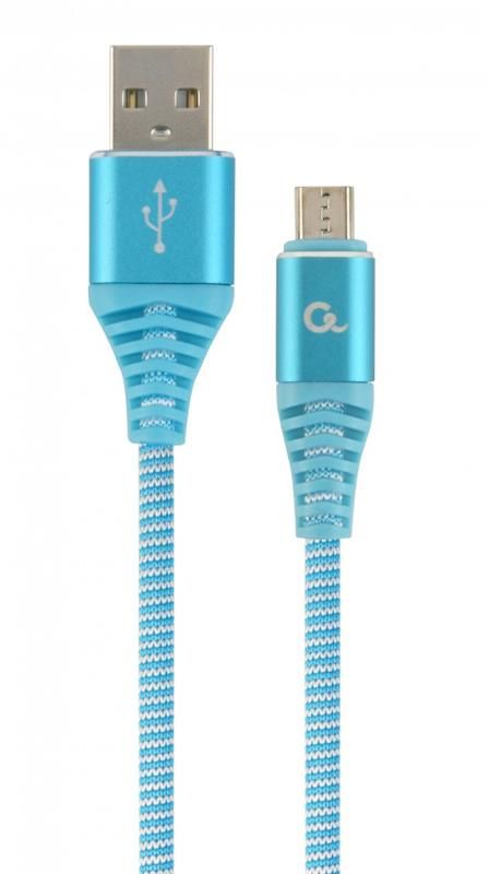 Кабель Cablexpert (CC-USB2B-AMmBM-2M-VW) USB 2.0 A - microUSB, преміум, 2м, блакитний