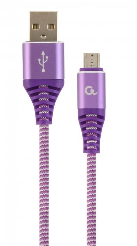 Кабель Cablexpert (CC-USB2B-AMmBM-2M-PW) USB 2.0 A - microUSB, 2.1А, преміум, 2м, фіолетовий