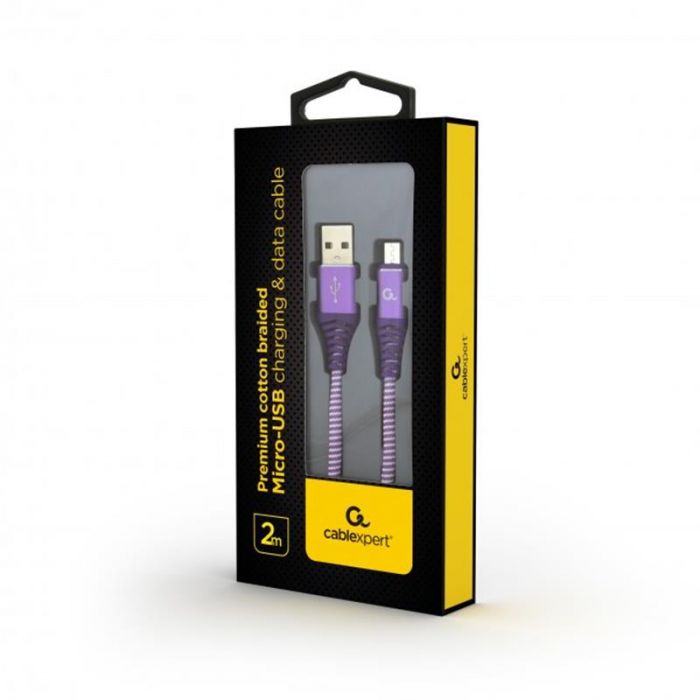 Кабель Cablexpert USB - micro USB (M/M), 2.1 А, преміум, 2 м, фіолетовий (CC-USB2B-AMmBM-2M-PW)