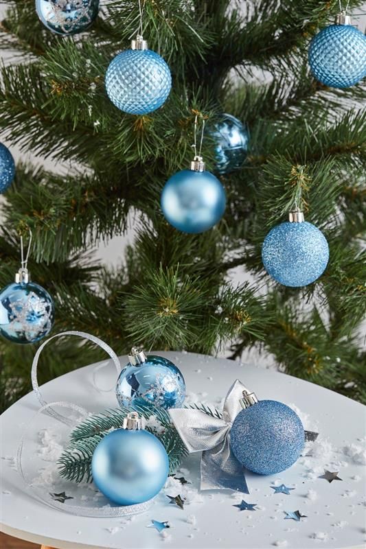 Набір ялинкових куль ColorWay (CW-MCB624LB) Merry Christmas mix, 6см, Light Blue, 24шт