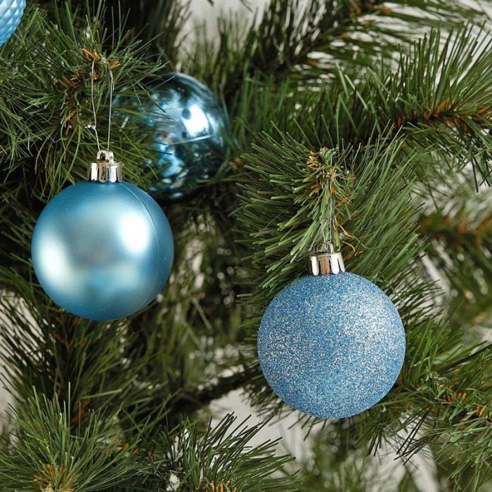 Набір ялинкових куль ColorWay (CW-MCB624LB) Merry Christmas mix, 6см, Light Blue, 24шт