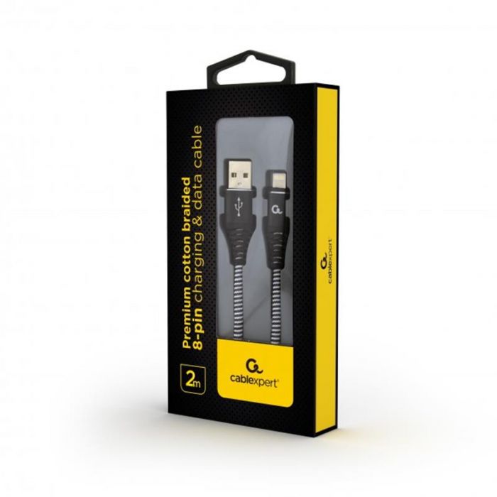 Кабель Cablexpert (CC-USB2B-AMLM-2M-BW) USB 2.0 A - Lightning, преміум, 2м, чорний