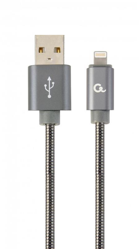 Кабель Cablexpert (CC-USB2S-AMLM-1M-BG) USB 2.0 A - Lightning, преміум, 1м, сірий