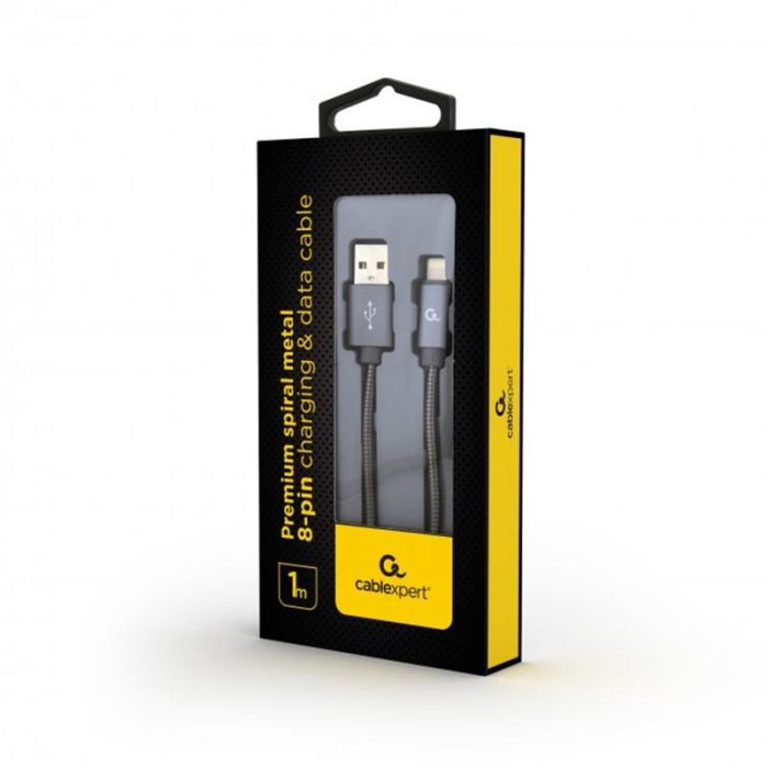 Кабель Cablexpert (CC-USB2S-AMLM-1M-BG) USB 2.0 A - Lightning, преміум, 1м, сірий