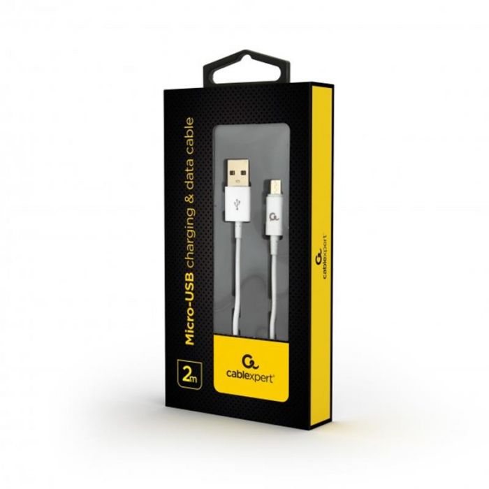 Кабель Cablexpert (CC-USB2P-AMmBM-2M-W) USB 2.0 A - microUSB B, преміум, 2м, білий