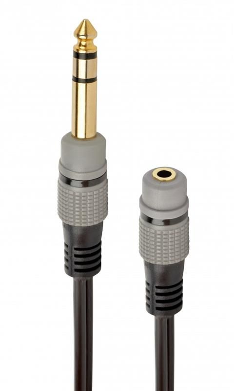 Аудіо-кабель Cablexpert 3.5 мм - 6.35 мм (M/F), 0.2 м, чорний (A-63M35F-0.2M)