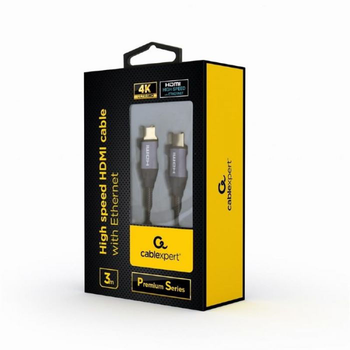 Кабель Cablexpert HDMI - HDMI v.2.0, M/M, 3 м, чорний/сірий (CCBP-HDMI-3M) коробка