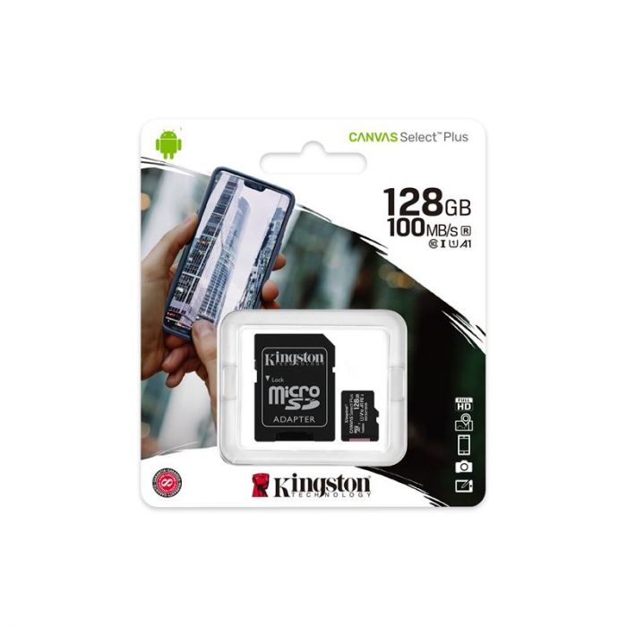 Карта пам`яті MicroSDXC 128GB UHS-I Class 10 Kingston Canvas Select Plus R100MB/s + SD-адаптер (SDCS2/128GB)