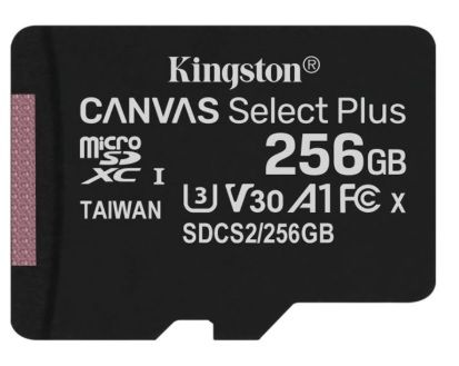 Карта пам`яті MicroSDXC 256GB UHS-I/U3 Class 10 Kingston Canvas Select Plus R100/W85MB/s (SDCS2/256GBSP)