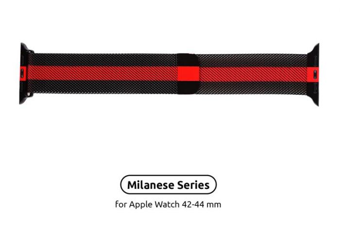 Ремінець Armorstandart Milanese Loop для Apple Watch 38mm/40mm Black/Red (ARM54392)