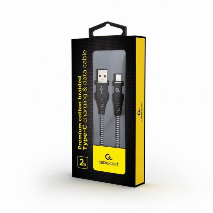 Кабель Cablexpert (CC-USB2B-AMCM-2M-BW), USB2.0 - USB Type C, 2м, Black/White