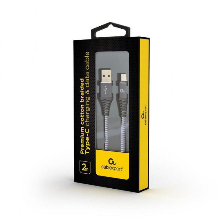 Кабель Cablexpert (CC-USB2B-AMCM-2M-WB2), USB2.0 - USB Type C, 2м, сірий