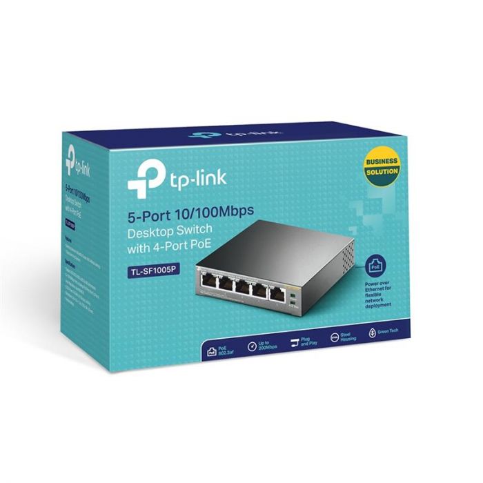 Комутатор TP-Link TL-SF1005P (1хFE, 4xFe PoE, max 53W)