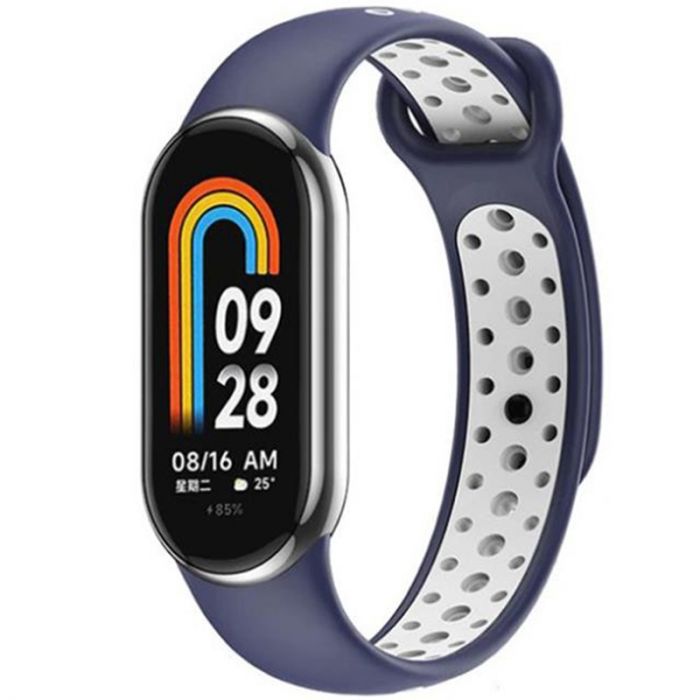 Ремінець BeCover Vents Style для Xiaomi Mi Smart Band 8 Blue-White (709419)