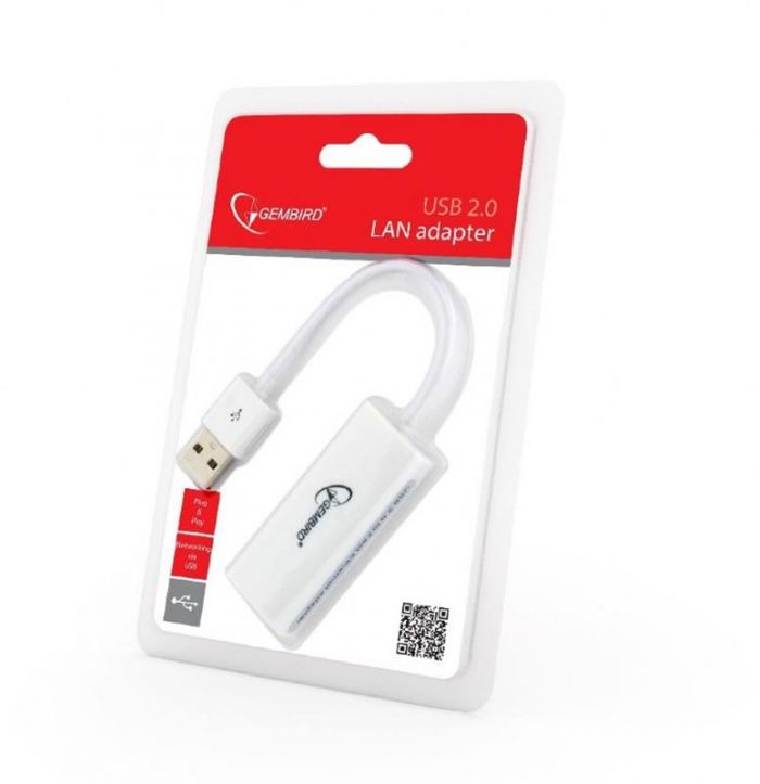 Адаптер Gembird (NIC-U2-02) USB - Fast Ethernet, білий