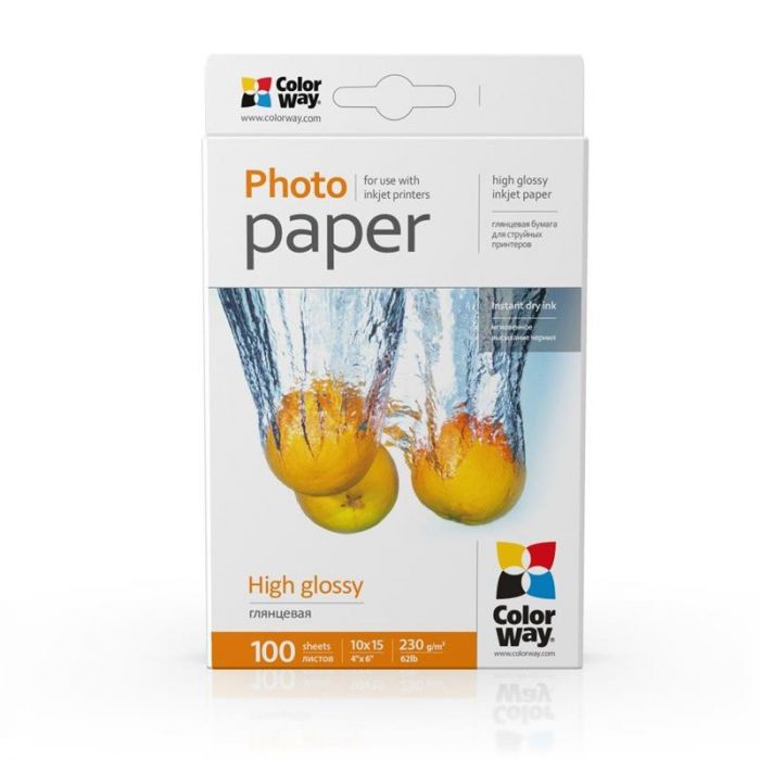 Фотопапір ColorWay глянцевий 230г/м2 10х15см 100 арк. (PG2301004R)