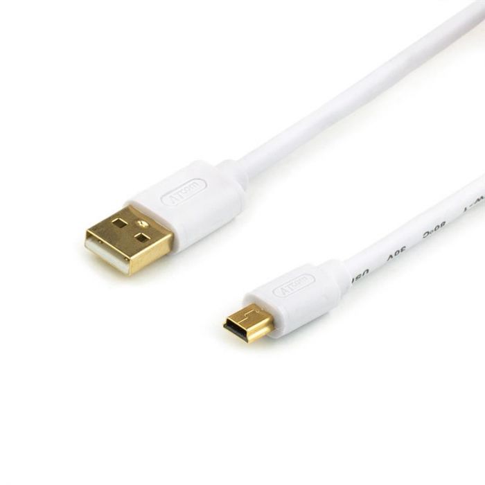 Кабель Atcom (17295) USB 2.0 AM/miniUSB, 0.8м, білий