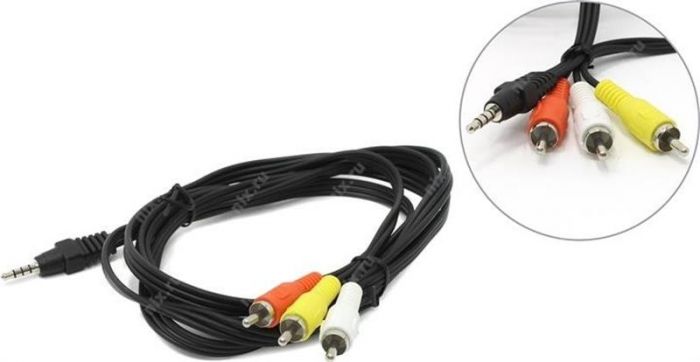 Аудіо-кабель Cablexpert (CCA-4P2R-2M), 3.5мм - 3хRCA, 2 м, чорний