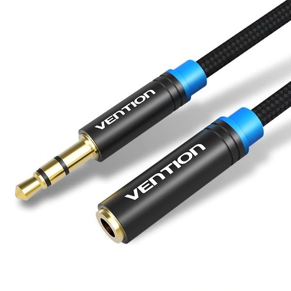 Кабель Vention Audio 3.5 mm M - 3.5 mm F, 5 m, Black (VAB-B06-B500-M)